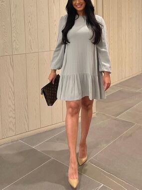 Wilfred Long-Sleeve Ruffle-Hem Mini Dress